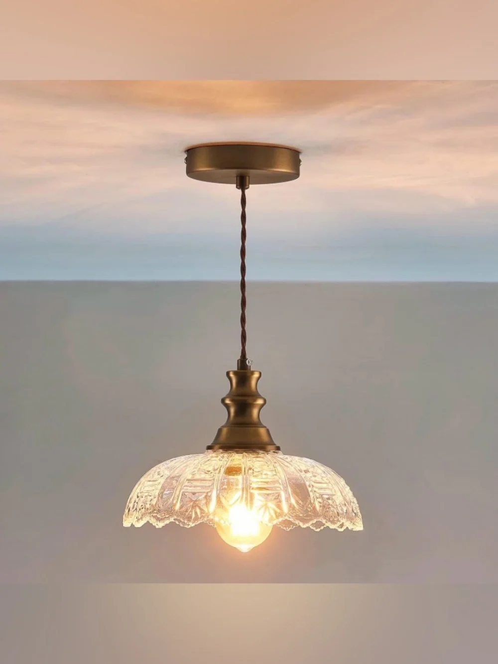 Latinulu 1-Light Pendant Light With Oil Rubbed Bronze Metal Glass Shade